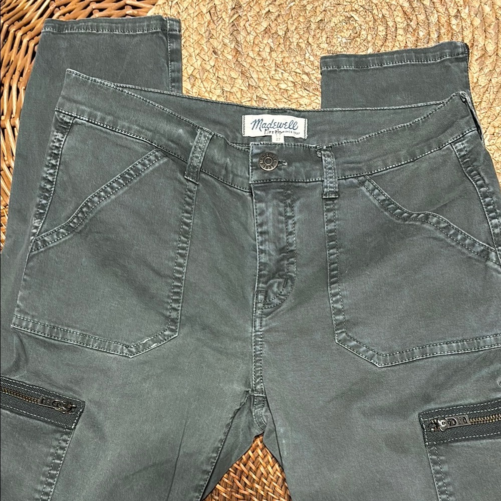 Madewell Army Green Cargo Skinny Jeans – Size 27 | Utility Zip Pockets